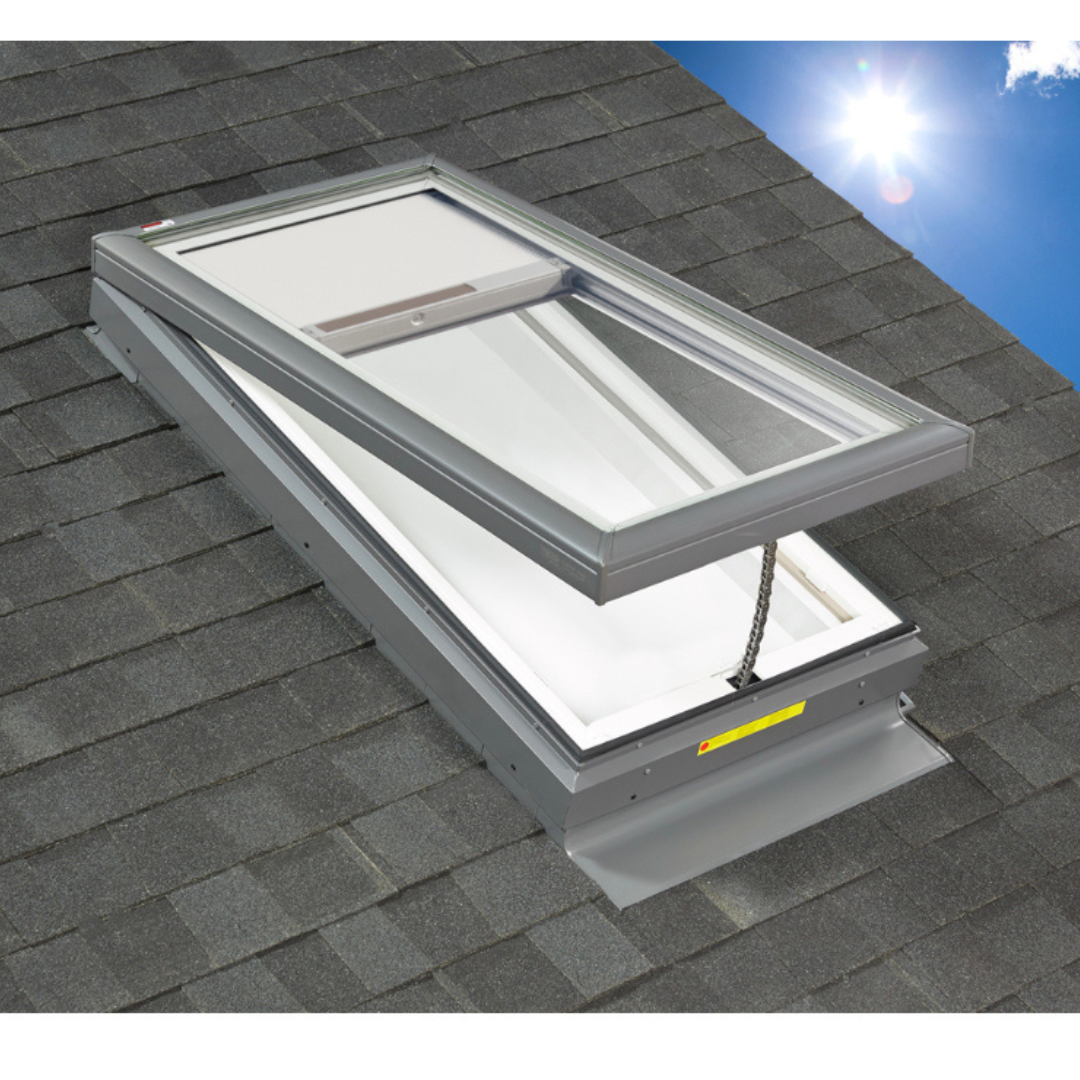VELUX 33 1/2" x 33 1/2" Curb Mount Manual Venting Skylight VCM 3030 with Solar Shade