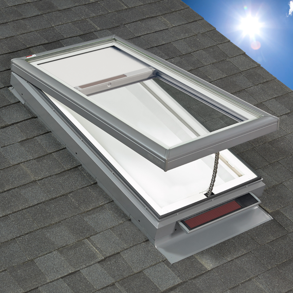 VELUX 25 1/2" x 49 1/2" Curb Mount Solar Venting Skylight VCS 2246 with Solar Shade